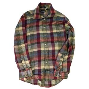 Attache Mens Plaid Button Down Shirt Medium Long Sleeve Acrylic Stripes Vintage